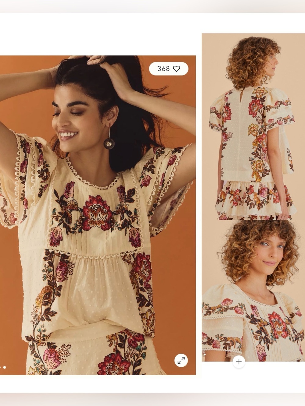NWOT FARM Rio Sand Leopard Flowers Blouse , size XS